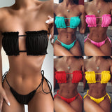 Swimwear Women Female Push-up Padded Swimsuit Lady Strapless Beachwear Wrap Chest Bathing Suit Sexy Bikini Set Brazilian Biquini