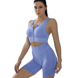 Women's High Strength Shockproof Beauty Back Yoga Bra Running Fitness Vest Sports Short Sleeve Two Piece Yoga Suit