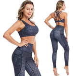 Women High Impact Yoga Bra strappy Yoga Set Sports Suits