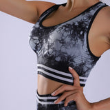 Women seamless tracksuit Tie dye yoga set gym clothing breathable elastic sport suit fitness running yoga pants bra sportwear