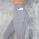 Fitness Women Leggings New Casual Sexy Pocket High Waist Mesh Stitching Leggings Polyester Exercise Slim Leggings