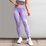 Diqian Super Stretchy Women Gym Tights Energy Seamless Tummy Control Yoga Pants High Waist Sport Leggings Purple Running Pant