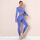 Women Yoga Suits Fitness Longsleeve Tops Push Up Leggings 2 Piece