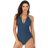 Swimsuit Ladies Slim Conservative Halter One Piece Swimsuit Women Swimwear