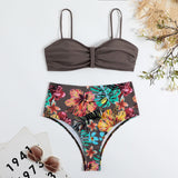 New European and American High Waist Split Bikini Sexy Swimwear Women Gather Bikini Women in Europe and America