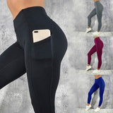 Women's High Waist High Elastic Side Pocket Multicolor Sports Running Fitness Yoga Leggings