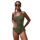 New one piece swimsuit knitted rib jacquard swimsuit women solid color swim suit