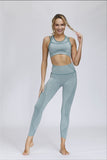 Womens Clothing New V-neck Sportswear Yoga Suit  Two Piece Legging Set  Long Line Sports Bra  Yoga Pants