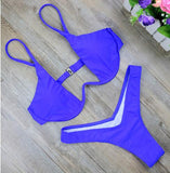 High Cut Thong Bathing Suit High Waist Swimsuit Solid Swimwear Swim Beach Micro Bikini Set