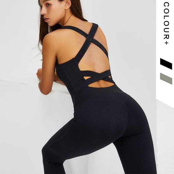 Women Seamless Gym Sets Sleeveless Gym Clothing Yoga Set with Padded Back Strap Cross Sport sets Yoga Jumpsuit Fitness Rompers