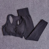 Women Seamless Yoga Set Fitness Sports Suits Gym Clothing Long Sleeve Crop Top Shirts High Waist Running Leggings Workout Pants