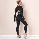 Women Yoga Suits Fitness Longsleeve Tops Push Up Leggings 2 Piece