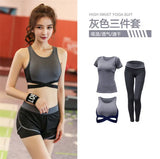 5 pieces sets coat+t shirt+bra+shorts+leggings women yoga clothing quick dry outdoor sports running fitness gym ropa deportiva