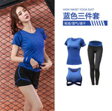 5 pieces sets coat+t shirt+bra+shorts+leggings women yoga clothing quick dry outdoor sports running fitness gym ropa deportiva