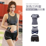 5 pieces sets coat+t shirt+bra+shorts+leggings women yoga clothing quick dry outdoor sports running fitness gym ropa deportiva