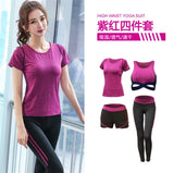 5 pieces sets coat+t shirt+bra+shorts+leggings women yoga clothing quick dry outdoor sports running fitness gym ropa deportiva