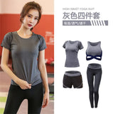 5 pieces sets coat+t shirt+bra+shorts+leggings women yoga clothing quick dry outdoor sports running fitness gym ropa deportiva