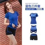 5 pieces sets coat+t shirt+bra+shorts+leggings women yoga clothing quick dry outdoor sports running fitness gym ropa deportiva