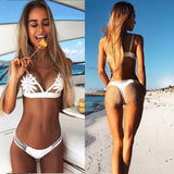 Sexy White Mesh Embroidered Flower Strappy Biquini Micro Bathing Suit Swimsuit Thong Swimwear Women Brazilian Bikini