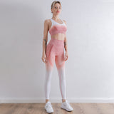 Sexy Tight Sports Running Fitness Nylon Quick Drying Vest Trousers Gradient Yoga Suit