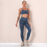 Yoga Set Hollow Out Quick Dry Solid Wear Sports Gym Legging Seamless Fitness Bra Crop Top Sleeveless Backless Yoga Suit