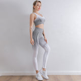 Sexy Tight Sports Running Fitness Nylon Quick Drying Vest Trousers Gradient Yoga Suit