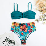 New European and American High Waist Split Bikini Sexy Swimwear Women Gather Bikini Women in Europe and America