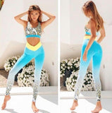 Yoga Set Women Fitness Clothing Sportswear Woman Gym Leggings Leopard Push up Strappy Sports Bra 2 Pcs