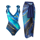 Woman Swimwear Summer Bikini Slim Beachwear Push Up Swimsuit High Waist Patchwork Retro Printed Bathing Suit Dress