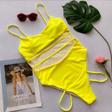 Woman Sexy One Piece Swimsuit Summer Beach Sling Solid Bandage Swimsuit High Quality Push Up Bikini Tight Swimwear