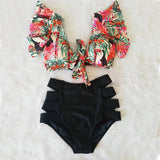 High Waist Bikini 2021 Ruffle Swimwear Women Print Sexy Swimsuit Push Up Bikinis Plus Size Bathing Suits Floral Beach Wear