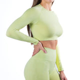 Seamless Yoga Long Sleeve Top Tight Fast Drying Moisture Absorption High Waist Hip Lifting Yoga Pants Fitness Suit Women