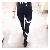 Arrow Print Yoga Legging Pants Black White Patchwork Gym Clothes Legging Sport Women Running Tights Sport Yoga Pants