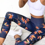 High Waist Yoga Pants Women's Fitness Sport Leggings Stripe Printing Elastic Gym Workout Tights