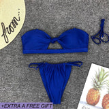 Bikini Set New Women Bandeau Swimsuit Bandage Swimwear High Cut Bathing Suit Solid Bikini Push Up Beach Wear Maillot De Bainv