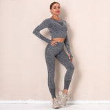 Women Yoga Suits Fitness Longsleeve Tops Push Up Leggings 2 Piece