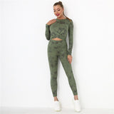 Tie Dye Yoga Suits 2 Pcs Long Sleeve Shirts+High Waist Leggings Sexy Nylon Gym Suits Breathable Tracksuit Colorful Sports Suits