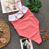 Woman Sexy One Piece Swimsuit Summer Beach Sling Solid Bandage Swimsuit High Quality Push Up Bikini Tight Swimwear