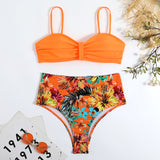 New European and American High Waist Split Bikini Sexy Swimwear Women Gather Bikini Women in Europe and America