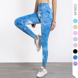 Tie Dye Yoga Suit Without T-Line Exercise Fitness Pants For Women Tight Peach Hip Pants High Waist Nude Yoga Pants