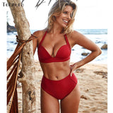 High Waist Bikini Set Swimwear Women Swimsuit Push Up Halter Top Bathing Suit Beachwear Biquini