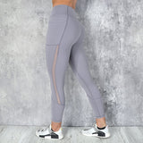 Fitness Women Leggings New Casual Sexy Pocket High Waist Mesh Stitching Leggings Polyester Exercise Slim Leggings