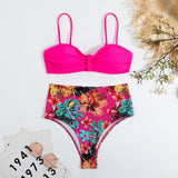 New European and American High Waist Split Bikini Sexy Swimwear Women Gather Bikini Women in Europe and America