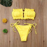 Swimwear Women Female Push-up Padded Swimsuit Lady Strapless Beachwear Wrap Chest Bathing Suit Sexy Bikini Set Brazilian Biquini