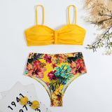 New European and American High Waist Split Bikini Sexy Swimwear Women Gather Bikini Women in Europe and America