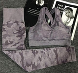 2PCS Camouflage Camo Yoga Set Sports Wear For Women Gym Fitness Clothing Booty Yoga Leggings + Sport Bra GYM Sport Suit Femme