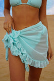 Thin Mesh Mini Ruffle Skirts Women Cover Up Tassel Dress Bikini Candy Color Bathing Skirt Women Swimsuit Beachwear Wrap