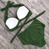 High Waist Bikini Set Swimwear Women Swimsuit Push Up Halter Top Bathing Suit Beachwear Biquini