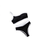 Swimsuit women's new summer solid color single shoulder strap split sexy bikini