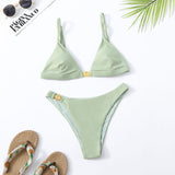 Beach Bikin Swimsuit Female Ins Style Split Suit Green Strap Bikini